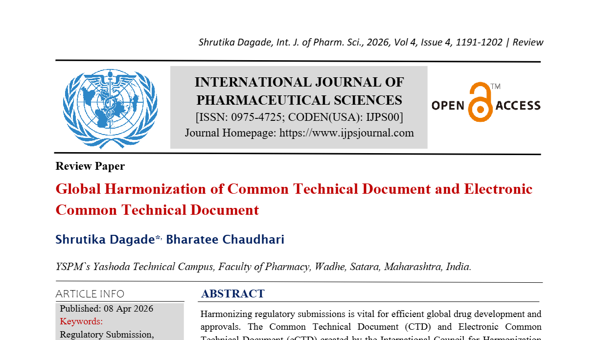 Global Harmonization of Common Technical Document and Electronic Common Technical Document