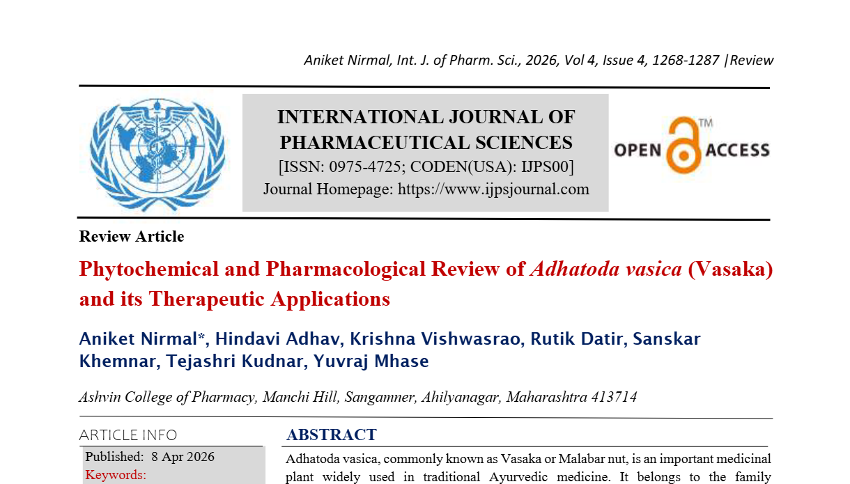 Phytochemical and Pharmacological Review of Adhatoda vasica (Vasaka) and its Therapeutic Applications  