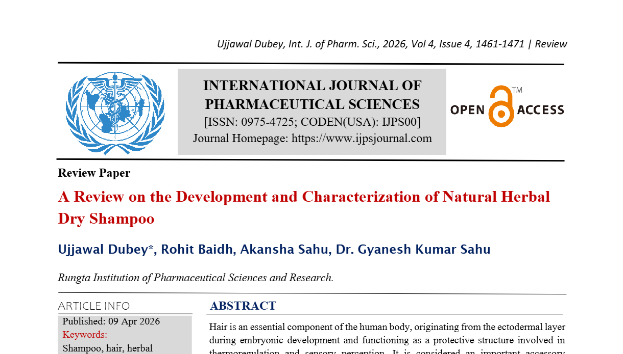 A Review on the Development and Characterization of Natural Herbal Dry Shampoo