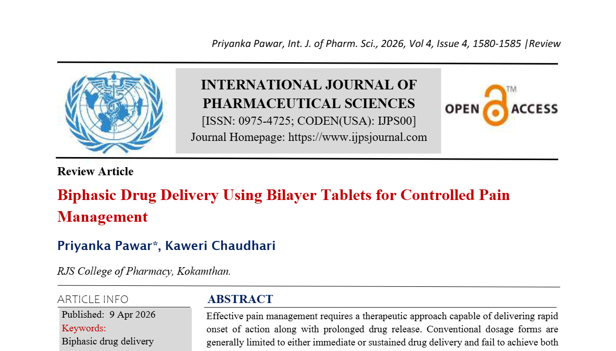 Biphasic Drug Delivery Using Bilayer Tablets for Controlled Pain Management  