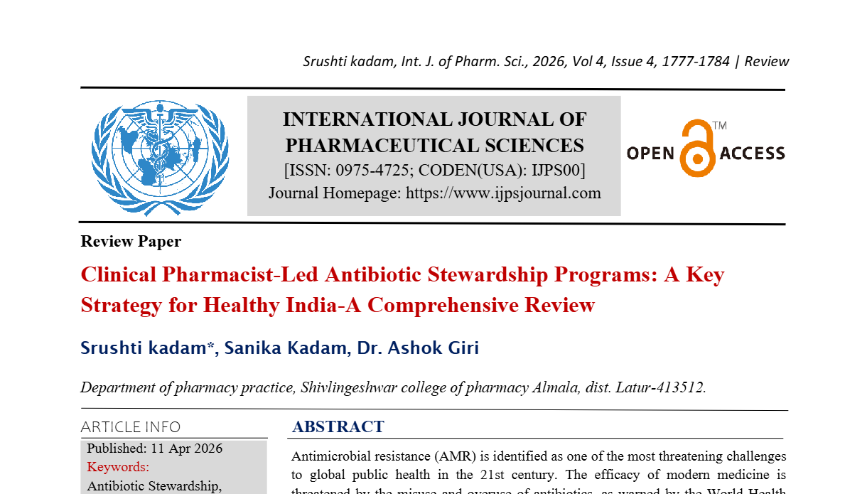 Clinical Pharmacist-Led Antibiotic Stewardship Programs: A Key Strategy for Healthy India-a comprehensive review