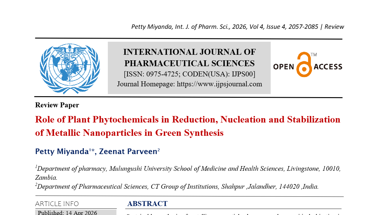 Role of Plant Phytochemicals in Reduction, Nucleation and Stabilization of Metallic Nanoparticles in Green Synthesis 