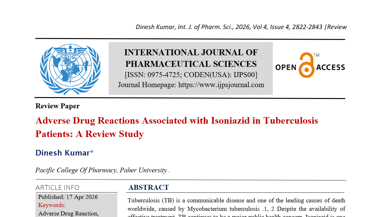 Adverse Drug Reactions Associated with Isoniazid in Tuberculosis Patients: A Review Study
