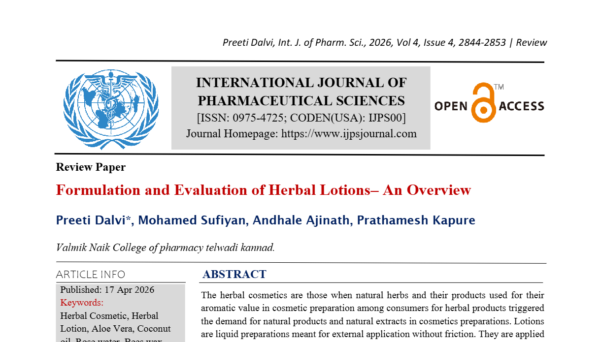 Formulation and Evaluation of Herbal Lotions– An Overview
