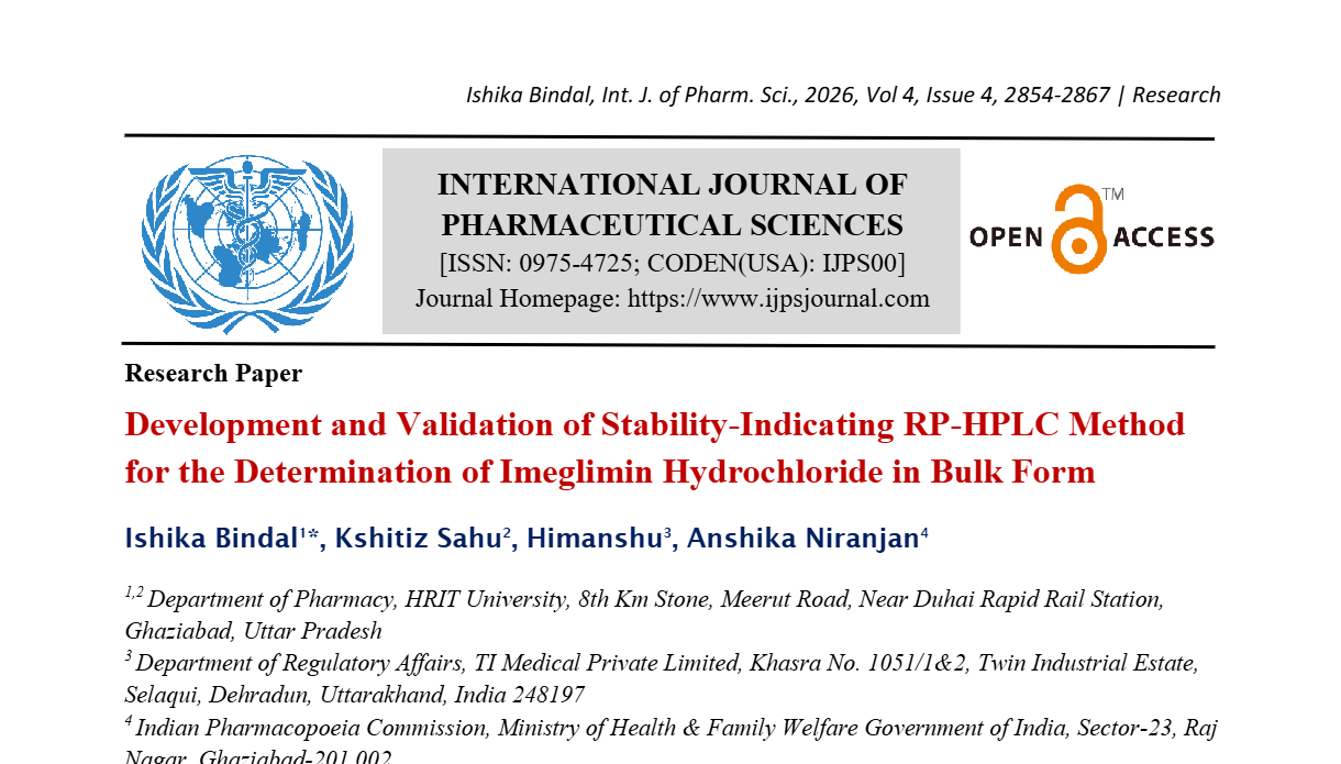 Development and Validation of Stability-Indicating RP-HPLC Method for the Determination of Imeglimin Hydrochloride in Bulk Form