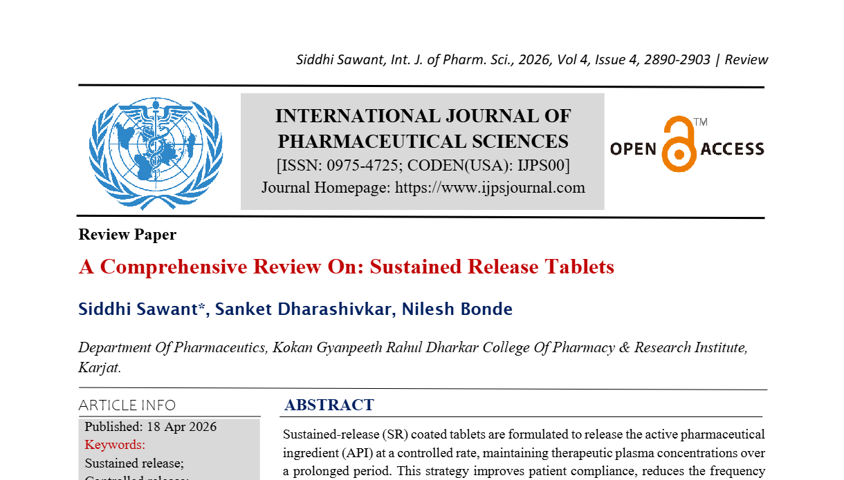 A Comprehensive review on: Sustained Release Tablets 