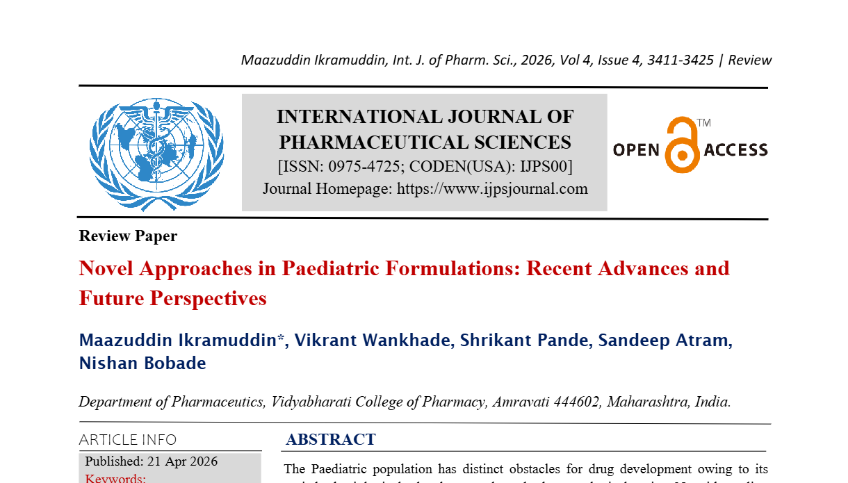 Novel Approaches in Paediatric Formulations: Recent Advances and Future Perspectives