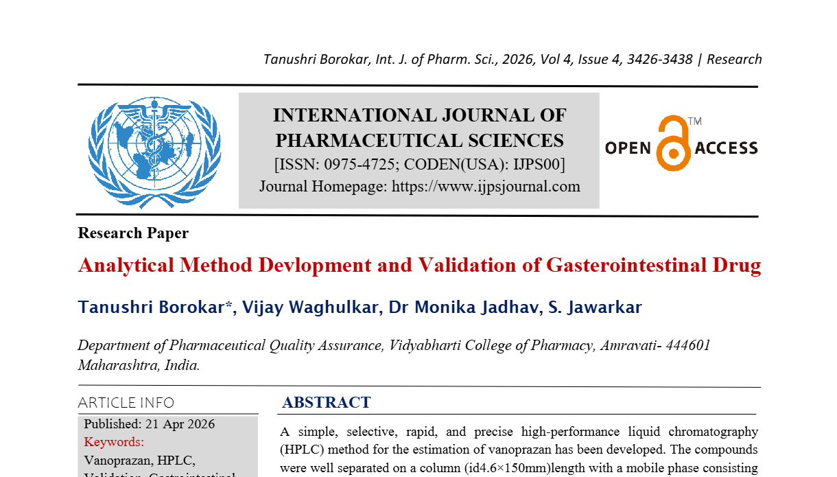 Analytical Method Devlopment and Validation of Gasterointestinal Drug