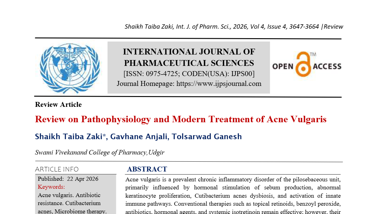 Review on Pathophysiology and Modern Treatment of Acne Vulgaris