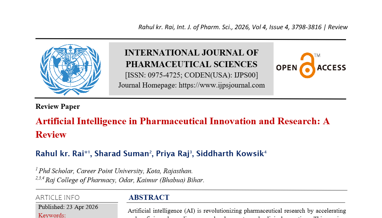Artificial Intelligence in Pharmaceutical Innovation and Research: A Review