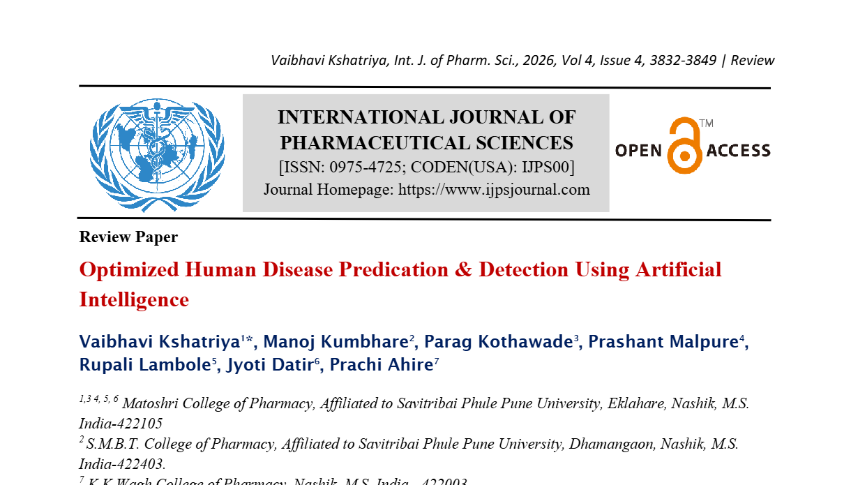 Optimized Human Disease Predication & Detection Using Artificial Intelligence
