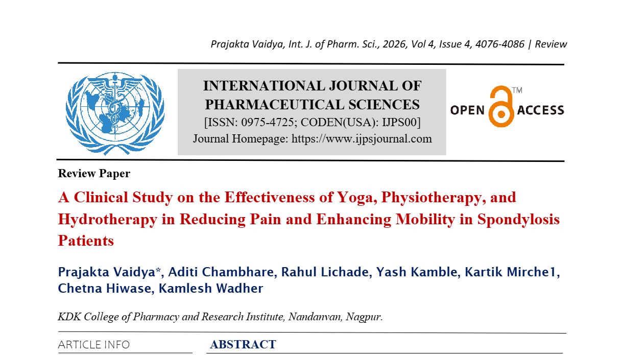 A Clinical Study on the Effectiveness of Yoga, Physiotherapy, and Hydrotherapy in Reducing Pain and Enhancing Mobility in Spondylosis Patients