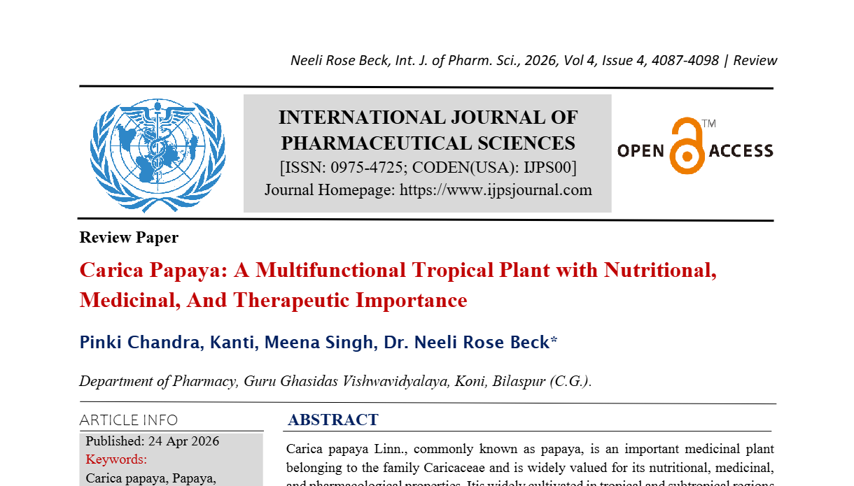 Carica Papaya: A Multifunctional Tropical Plant With Nutritional, Medicinal, And Therapeutic Importance