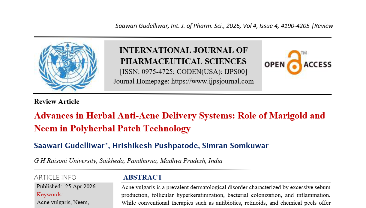 Advances in Herbal Anti-Acne Delivery Systems: Role of Marigold and Neem in Polyherbal Patch Technology