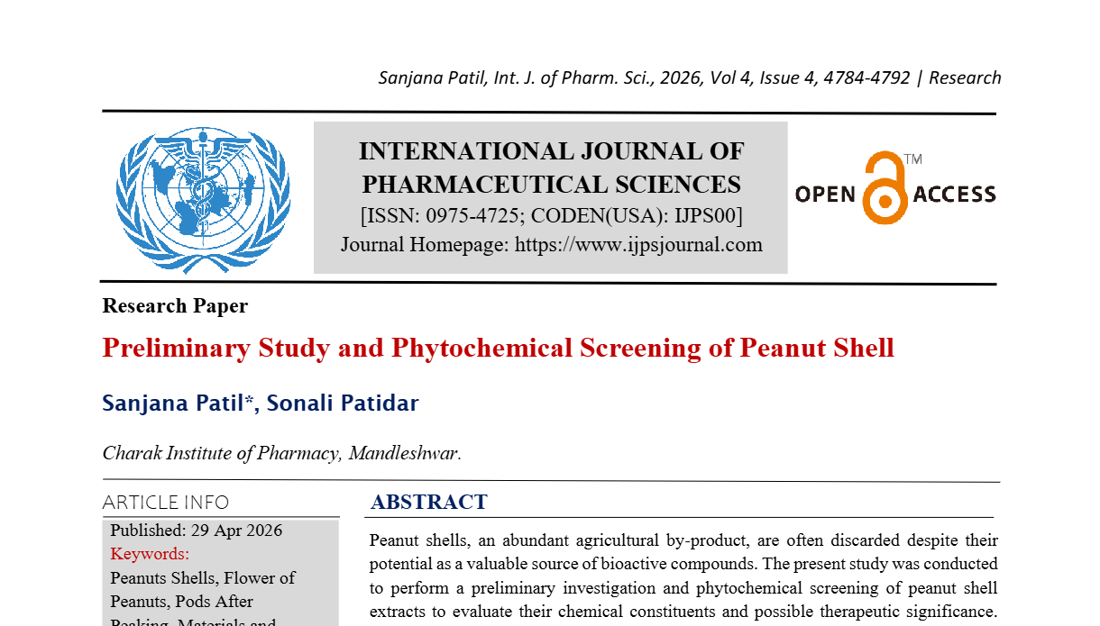 Preliminary Study and Phytochemical Screening of Peanut Shell