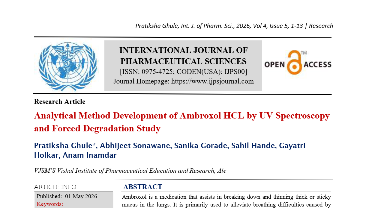 Analytical Method Development of Ambroxol HCL by UV Spectroscopy and Forced Degradation Study