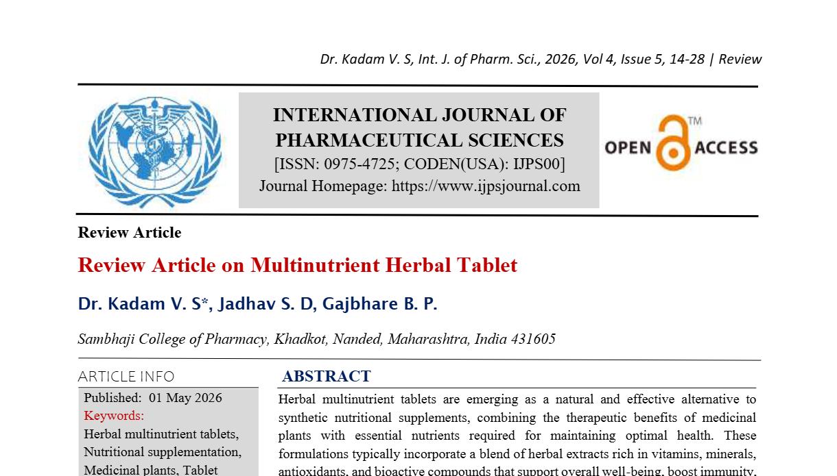 Review Article on Multinutrient Herbal Tablet