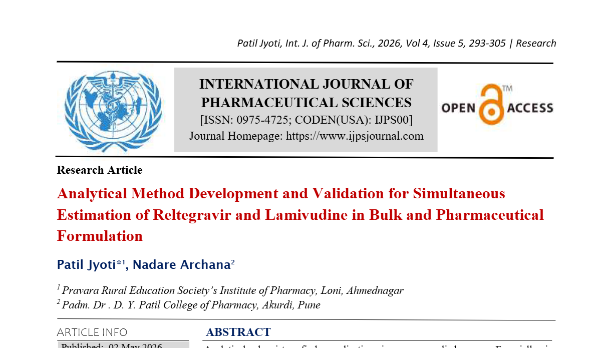 Analytical Method Development and Validation for Simultaneous Estimation of Reltegravir and Lamivudine in Bulk and Pharmaceutical Formulation