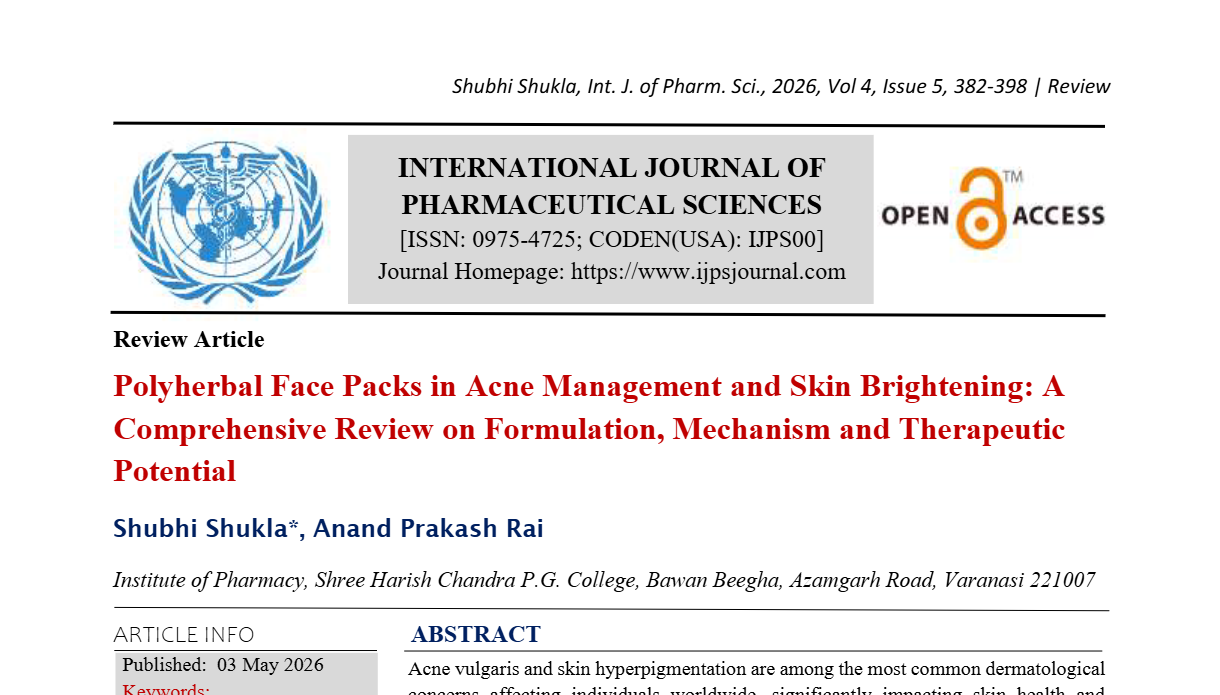 Polyherbal Face Packs in Acne Management and Skin Brightening: A Comprehensive Review on Formulation, Mechanism and Therapeutic Potential