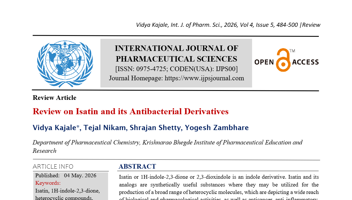 Review on Isatin and its Antibacterial Derivatives