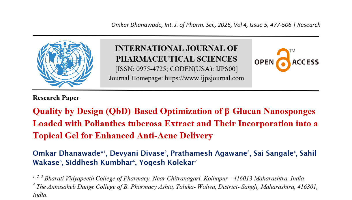 Quality by Design (QbD)-Based Optimization of ?-Glucan Nanosponges Loaded with Polianthes tuberosa Extract and Their Incorporation into a Topical Gel for Enhanced Anti-Acne Delivery”