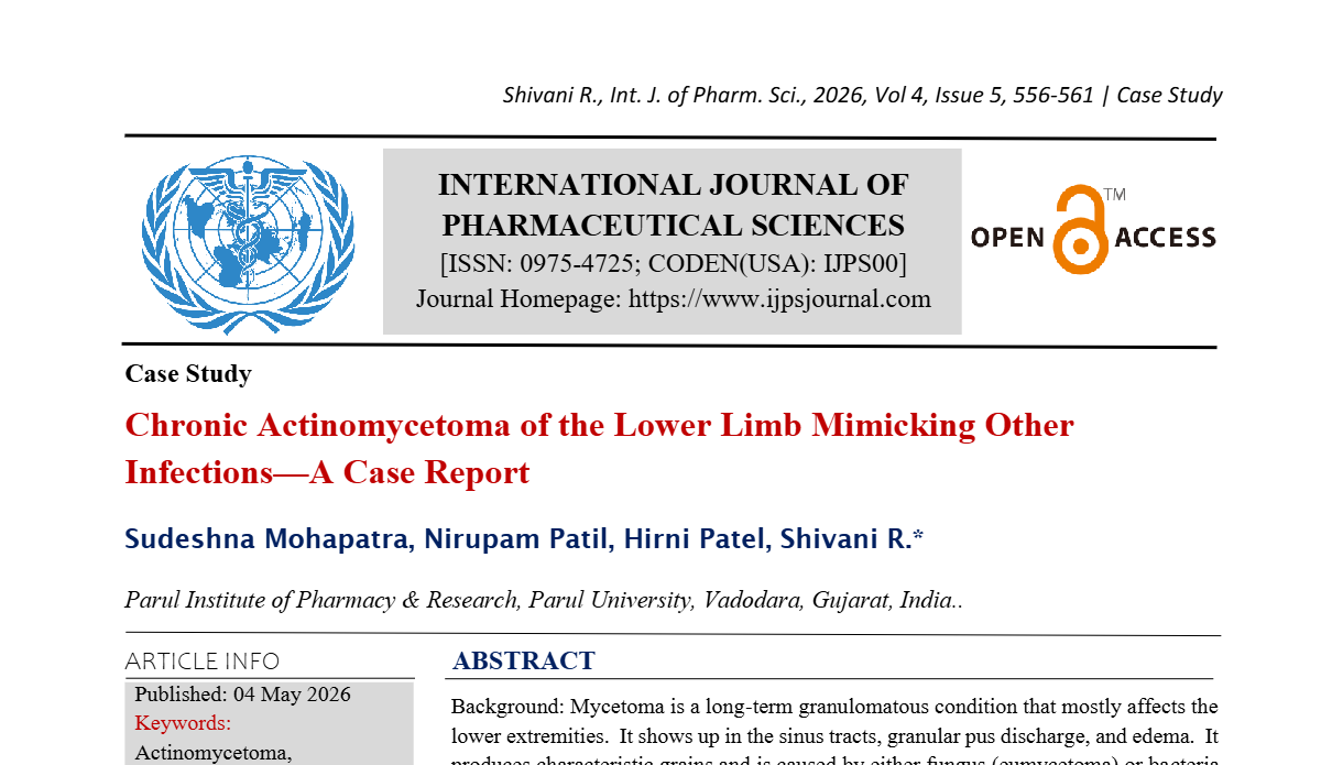 Chronic Actinomycetoma of the Lower Limb Mimicking Other Infections—A Case Report