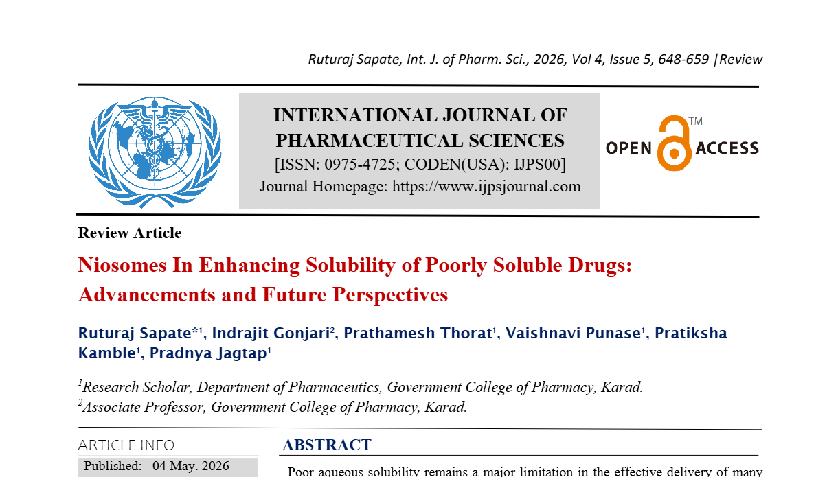 Niosomes In Enhancing Solubility of Poorly Soluble Drugs: Advancements and Future Perspectives