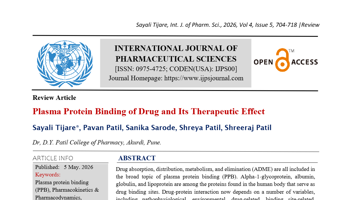 Plasma Protein Binding of Drug and Its Therapeutic Effect