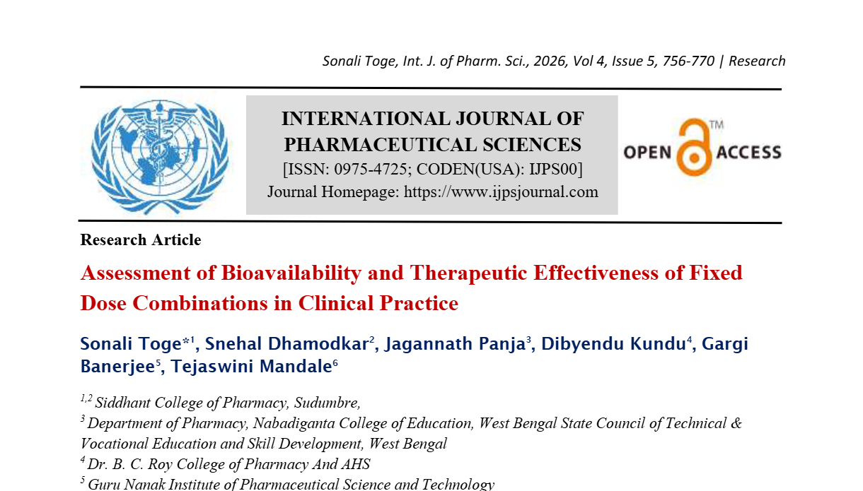 Assessment of Bioavailability and Therapeutic Effectiveness of Fixed Dose Combinations in Clinical Practice