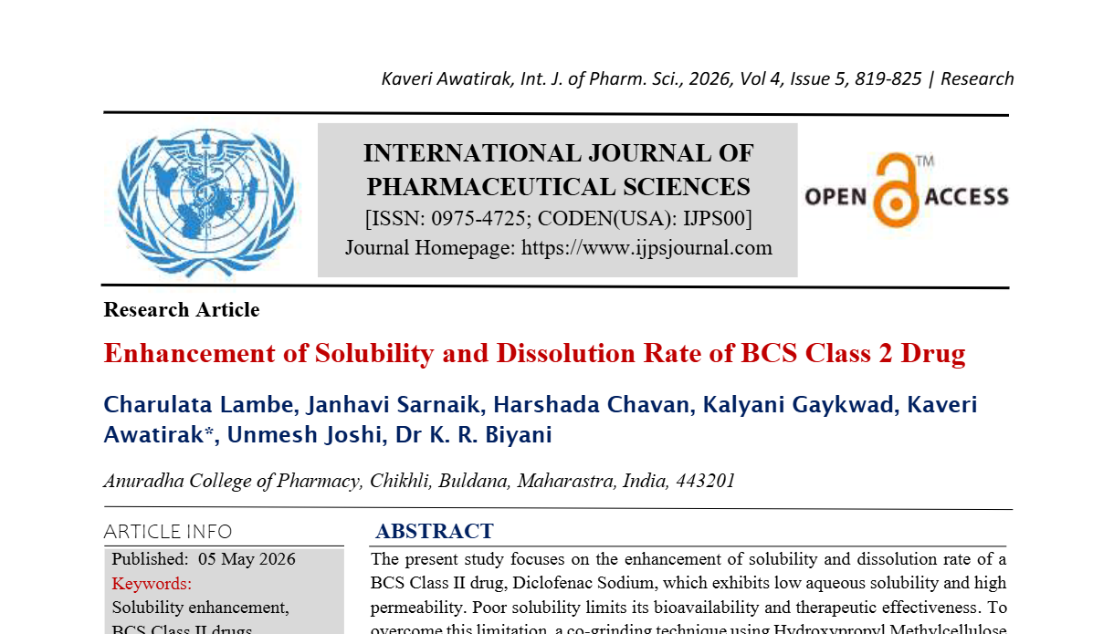 Enhancement of Solubility and Dissolution Rate of BCS Class 2 Drug