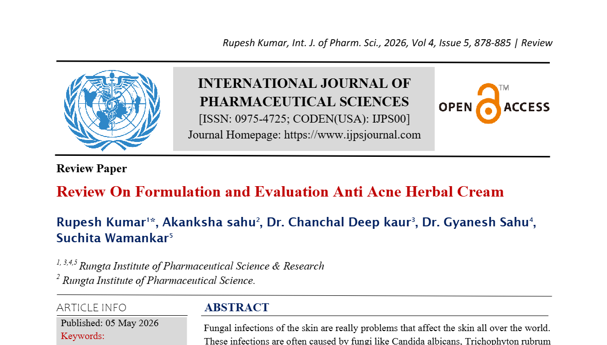 Review On Formulation and Evaluation Anti Acne Herbal Cream