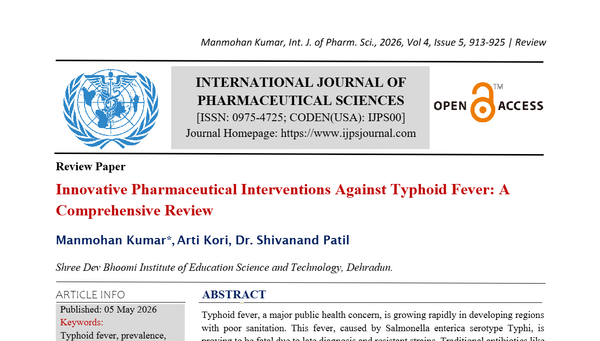 Innovative Pharmaceuticals Interventions Against Typhoid Fever: A Comprehensive Review