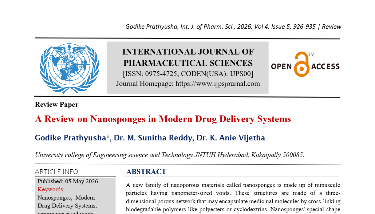 A Review on Nanosponges in Modern Drug Delivery Systems
