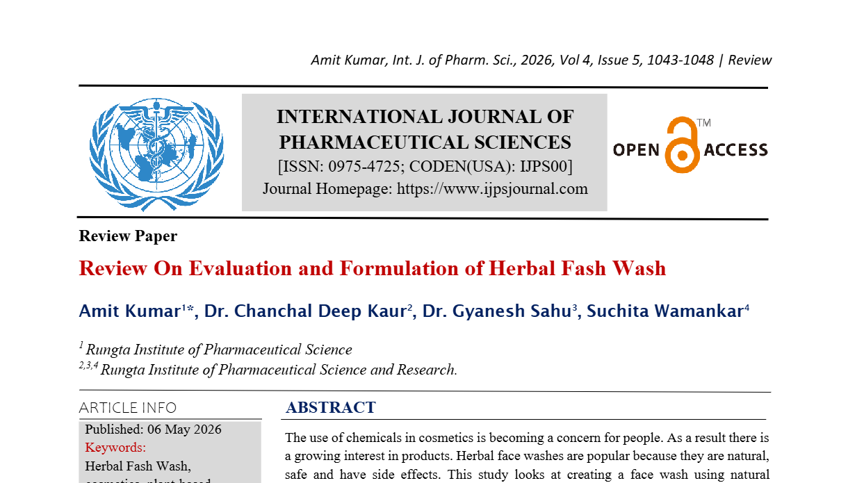 Review On Evaluation and Formulation of Herbal Fash Wash