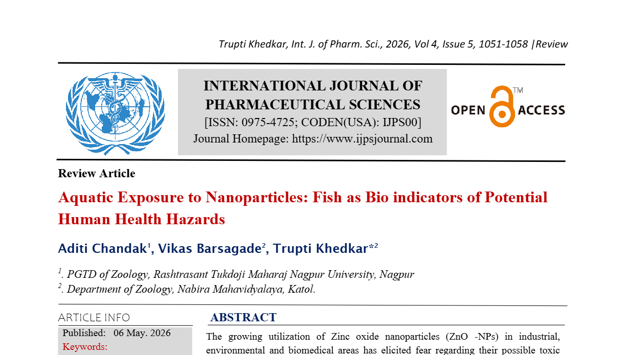 Aquatic Exposure to Nanoparticles: Fish as Bio indicators of Potential Human Health Hazards