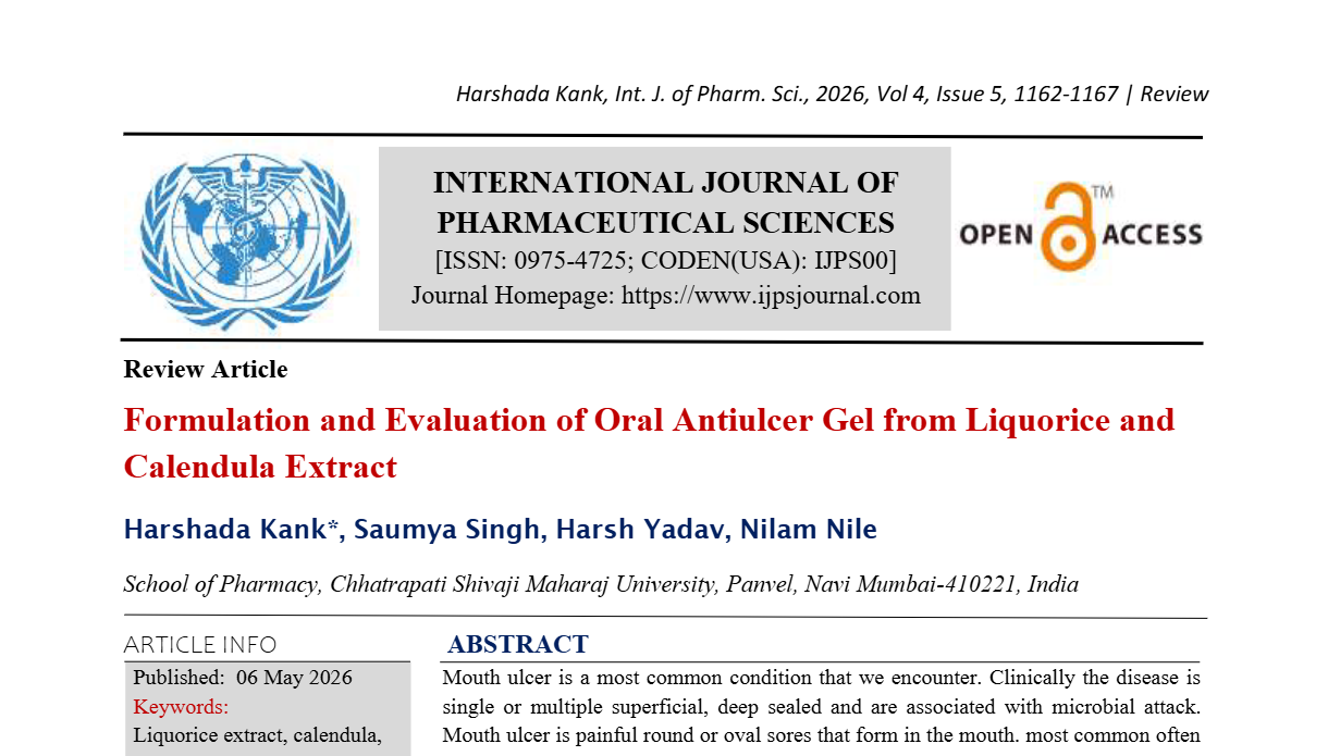 Formulation and Evaluation of Oral Antiulcer Gel from Liquorice and Calendula Extract
