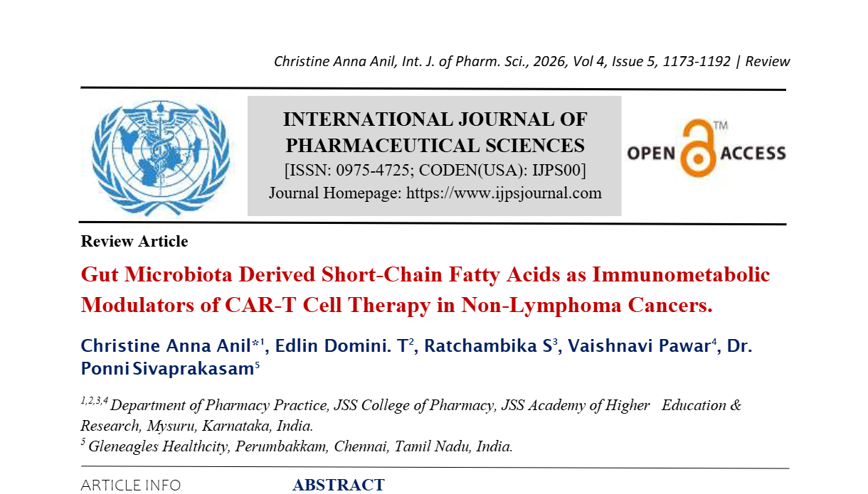 Gut Microbiota Derived Short-Chain Fatty Acids as Immunometabolic Modulators of CAR-T Cell Therapy in Non-Lymphoma Cancers.