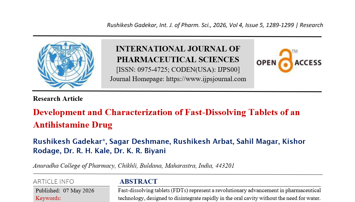 Development and Characterization of Fast-Dissolving Tablets of an Antihistamine Drug