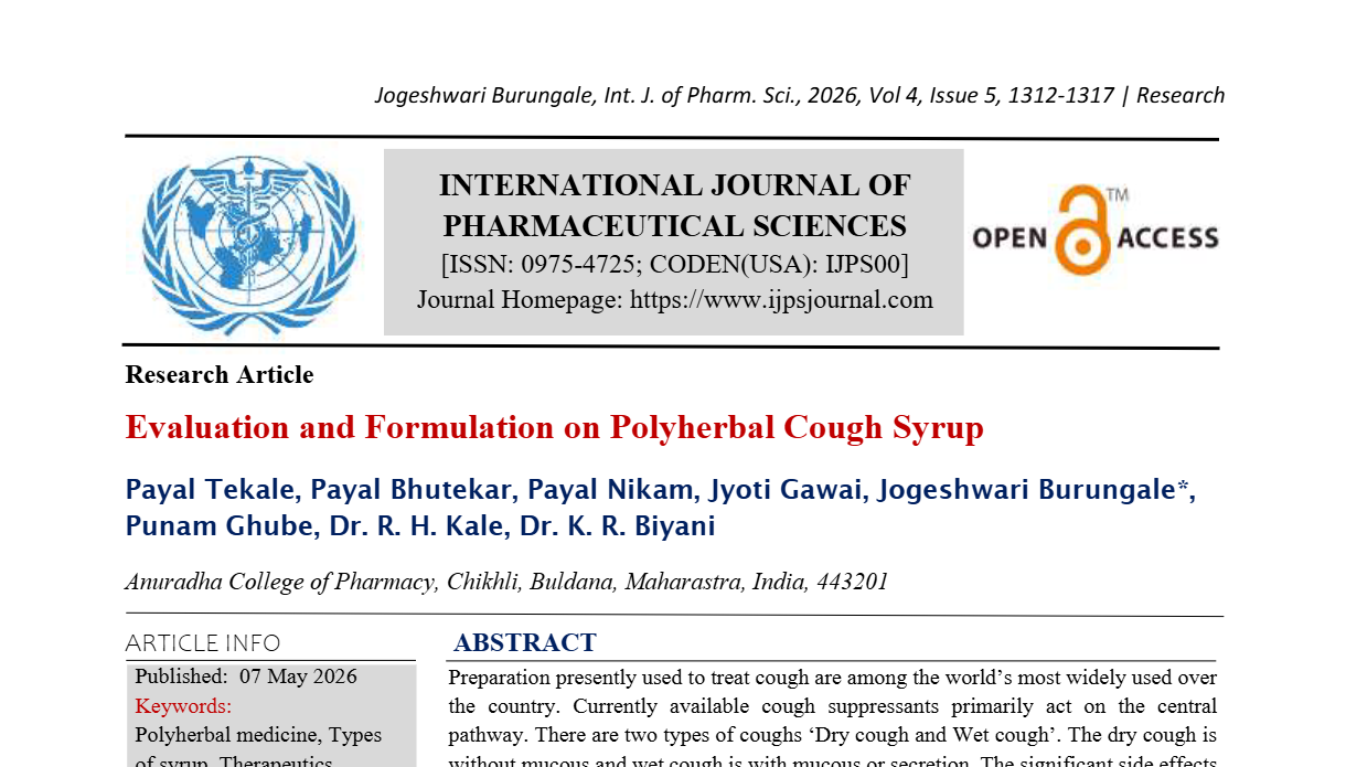 Evaluation and Formulation on Polyherbal Cough Syrup