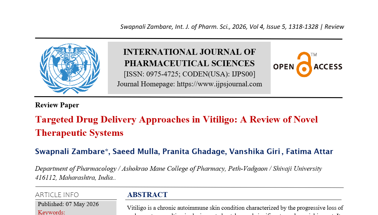 Targeted Drug Delivery Approaches in Vitiligo: A Review of Novel Therapeutic Systems 