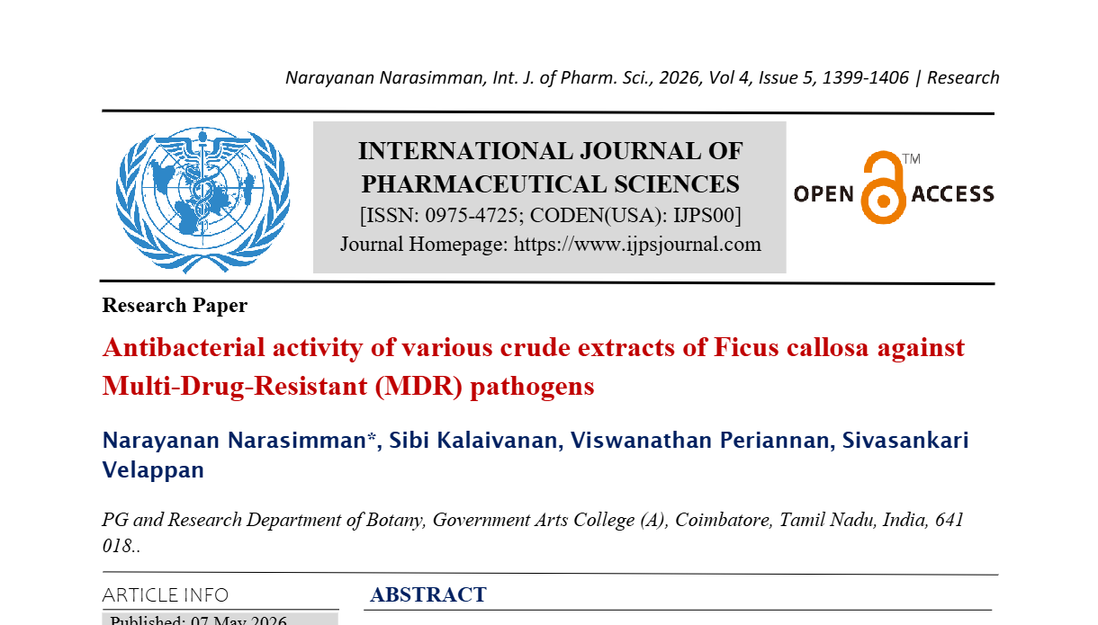 Antibacterial activity of various crude extracts of Ficus callosa against Multi-Drug-Resistant (MDR) pathogens