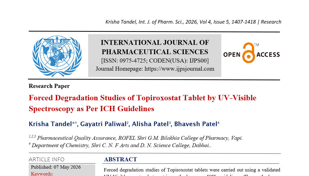 Forced Degradation Studies of Topiroxostat Tablet by UV-Visible Spectroscopy as Per ICH Guidelines