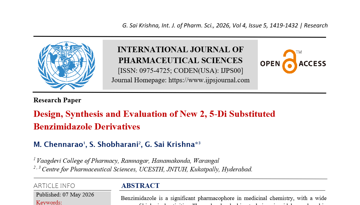 Design, Synthesis and Evaluation of New 2, 5-Di Substituted Benzimidazole Derivatives