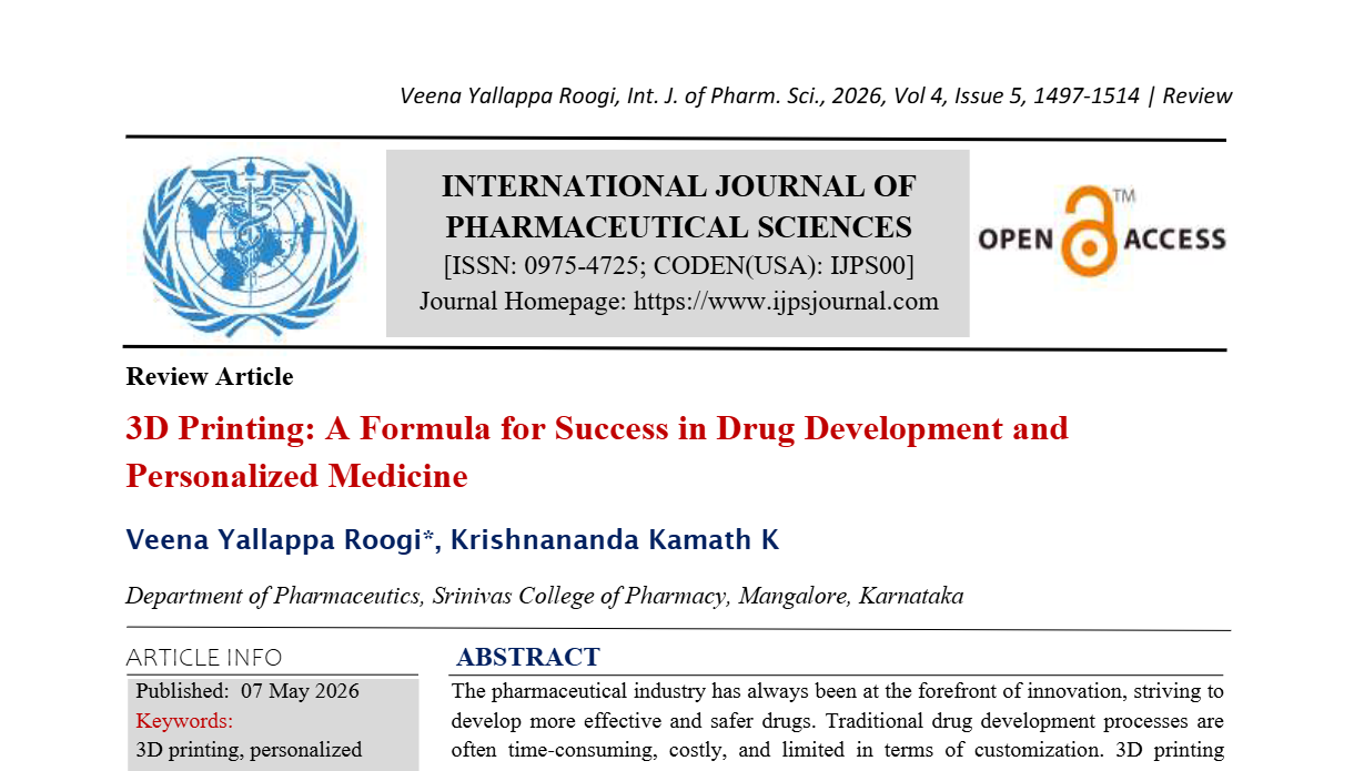 3D Printing: A Formula for Success in Drug Development and Personalized Medicine
