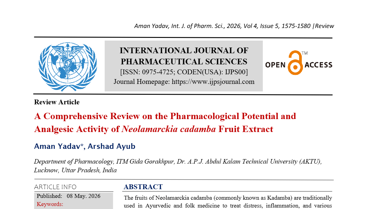 A Comprehensive Review on the Pharmacological Potential and Analgesic Activity of Neolamarckia cadamba Fruit Extract