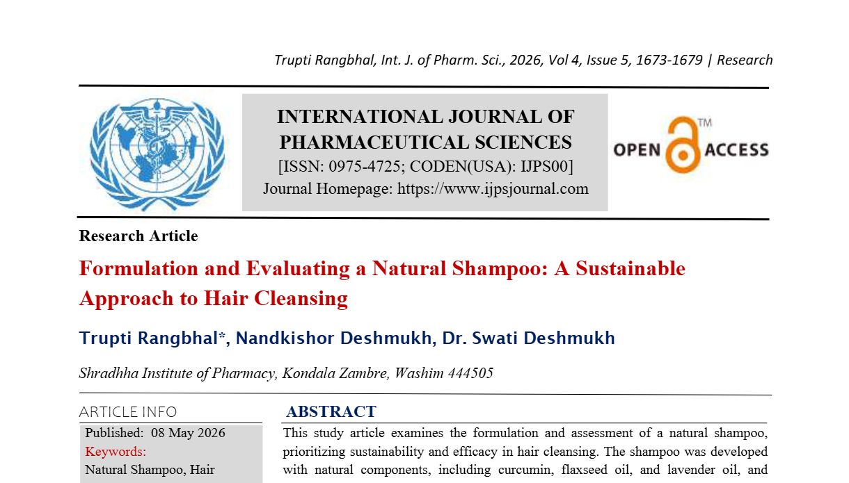 Formulation and Evaluating a Natural Shampoo: A Sustainable Approach to Hair Cleansing