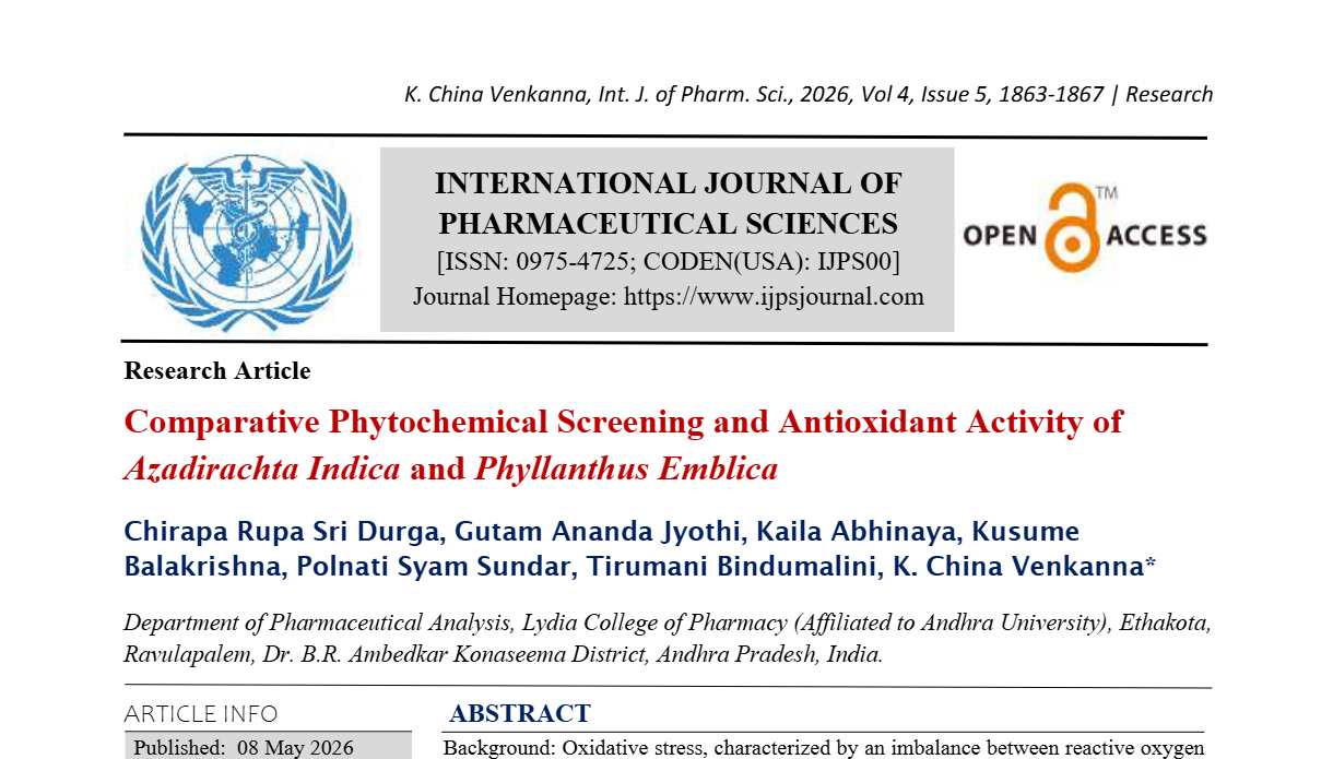 Comparative Phytochemical Screening and Antioxidant Activity of Azadirachta Indica and Phyllanthus Emblica