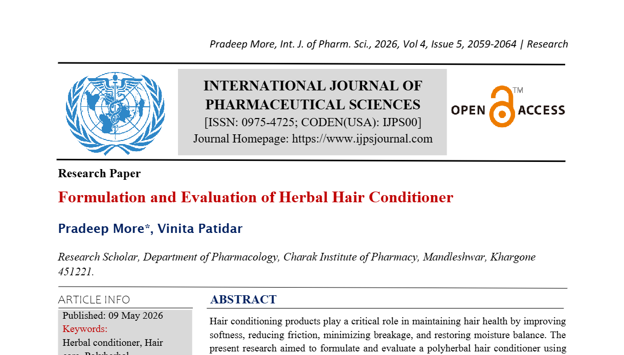 Formulation and Evaluation of Herbal Hair Conditioner