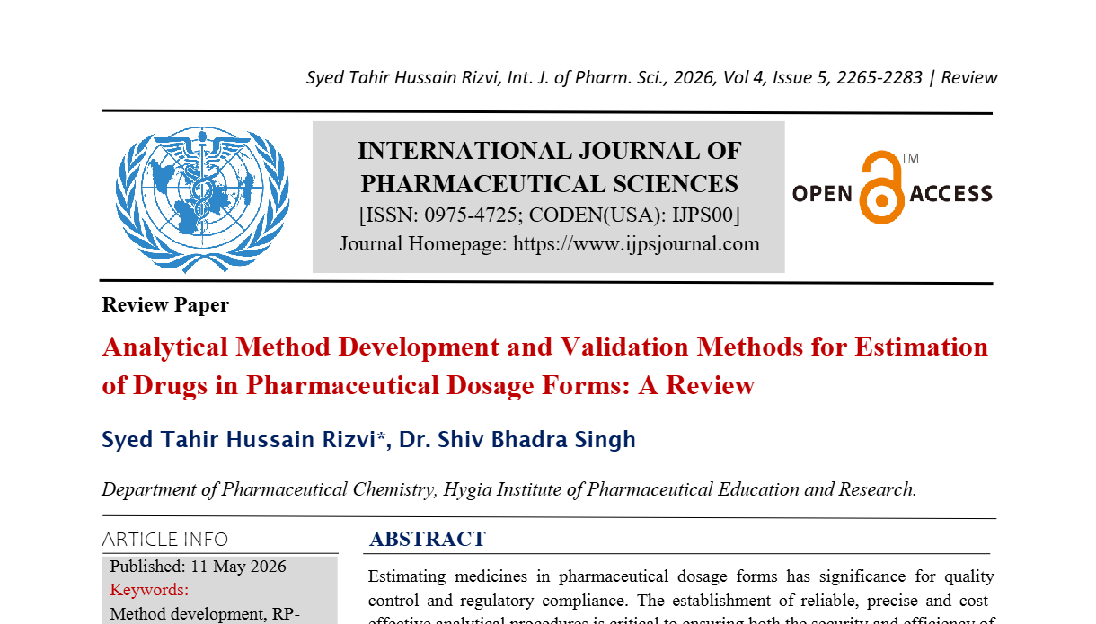 Analytical Method Development and Validation Methods for Estimation of Drugs in Pharmaceutical Dosage Forms: A Review