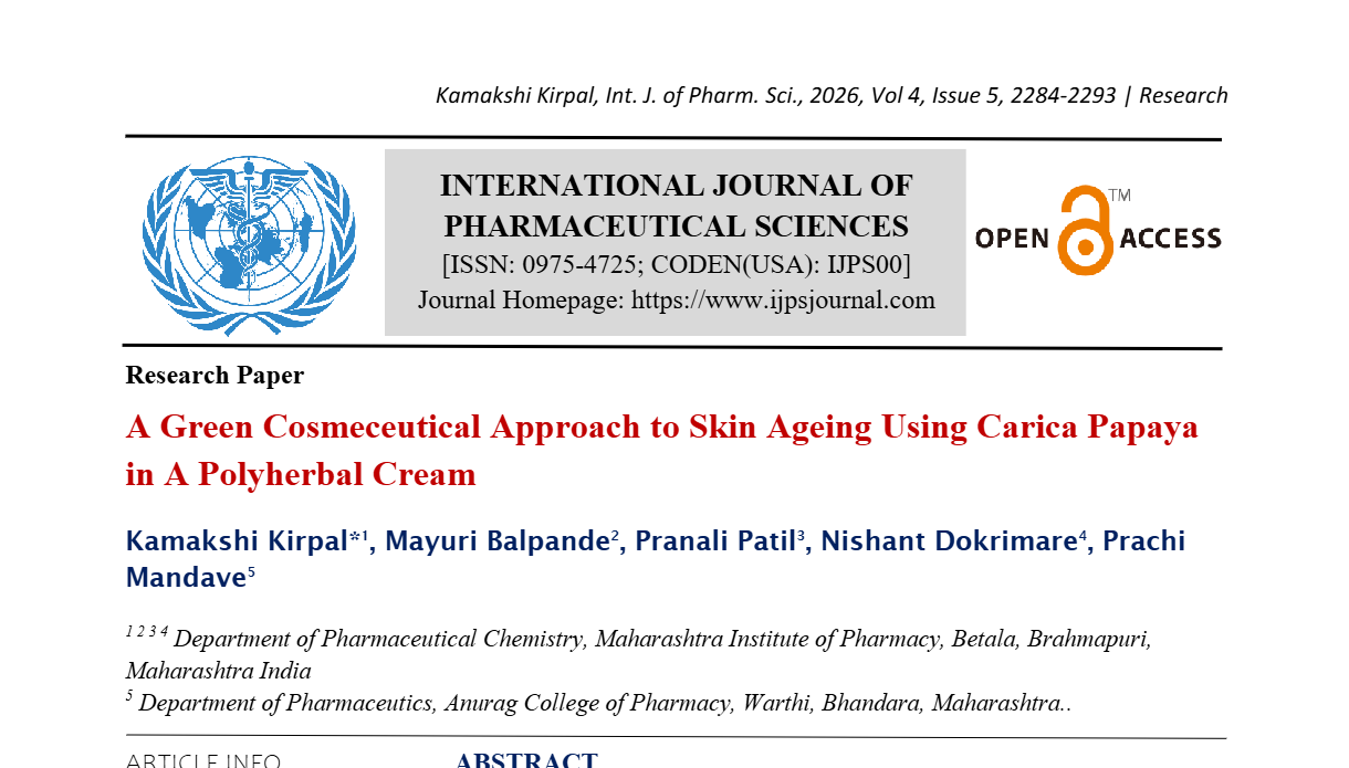 A Green Cosmeceutical Approach To Skin Ageing Using Carica Papaya In A Polyherbal Cream